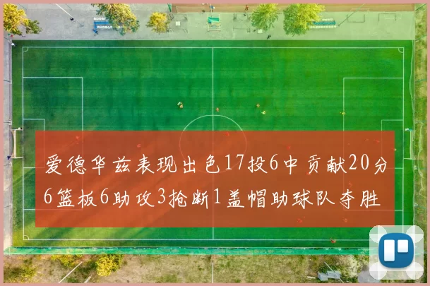 爱德华兹表现出色17投6中贡献20分6篮板6助攻3抢断1盖帽助球队夺胜